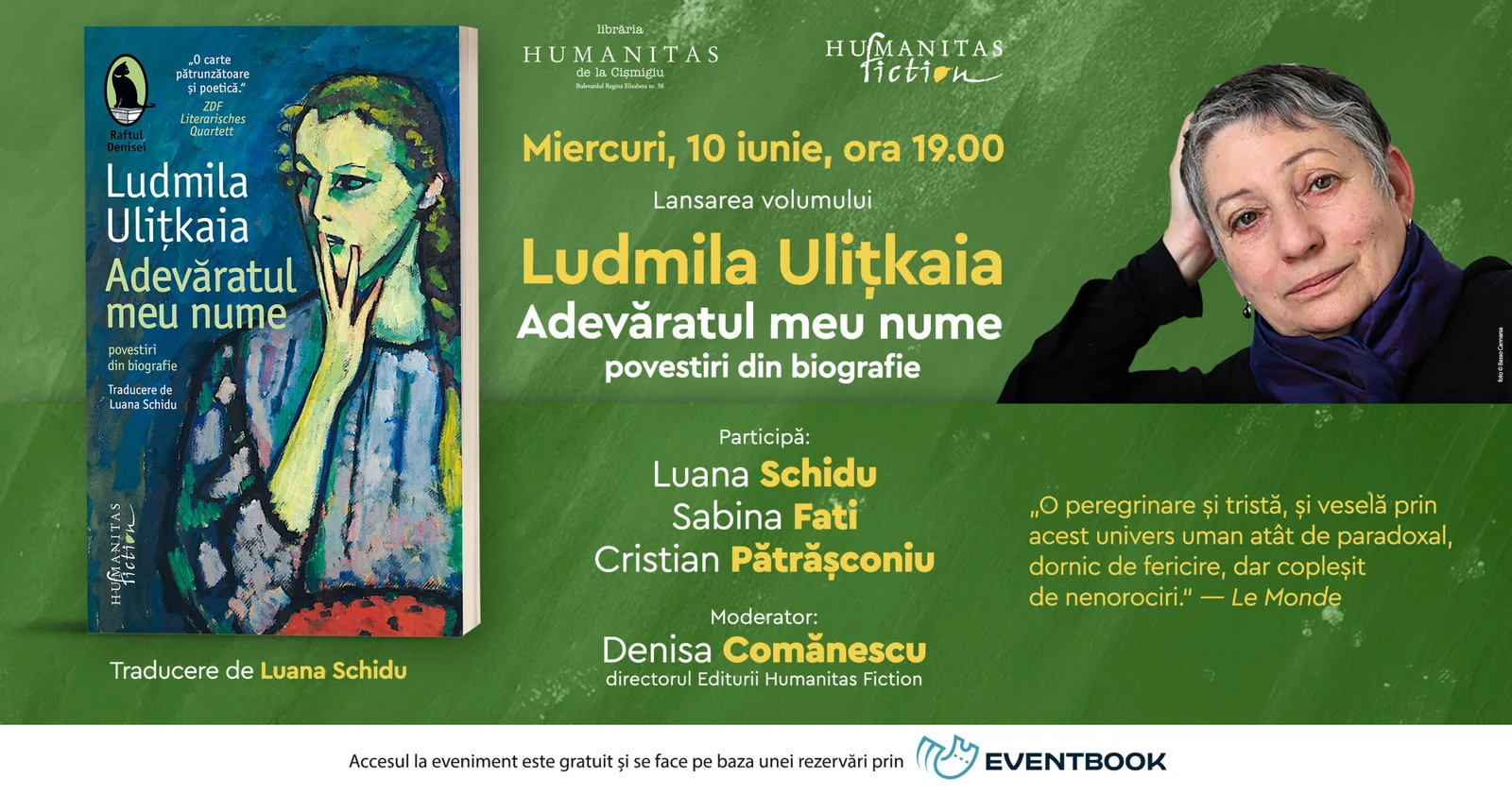 Ludmila Ulițkaia, lansare de carte la Librăria Humanitas de la Cișmigiu