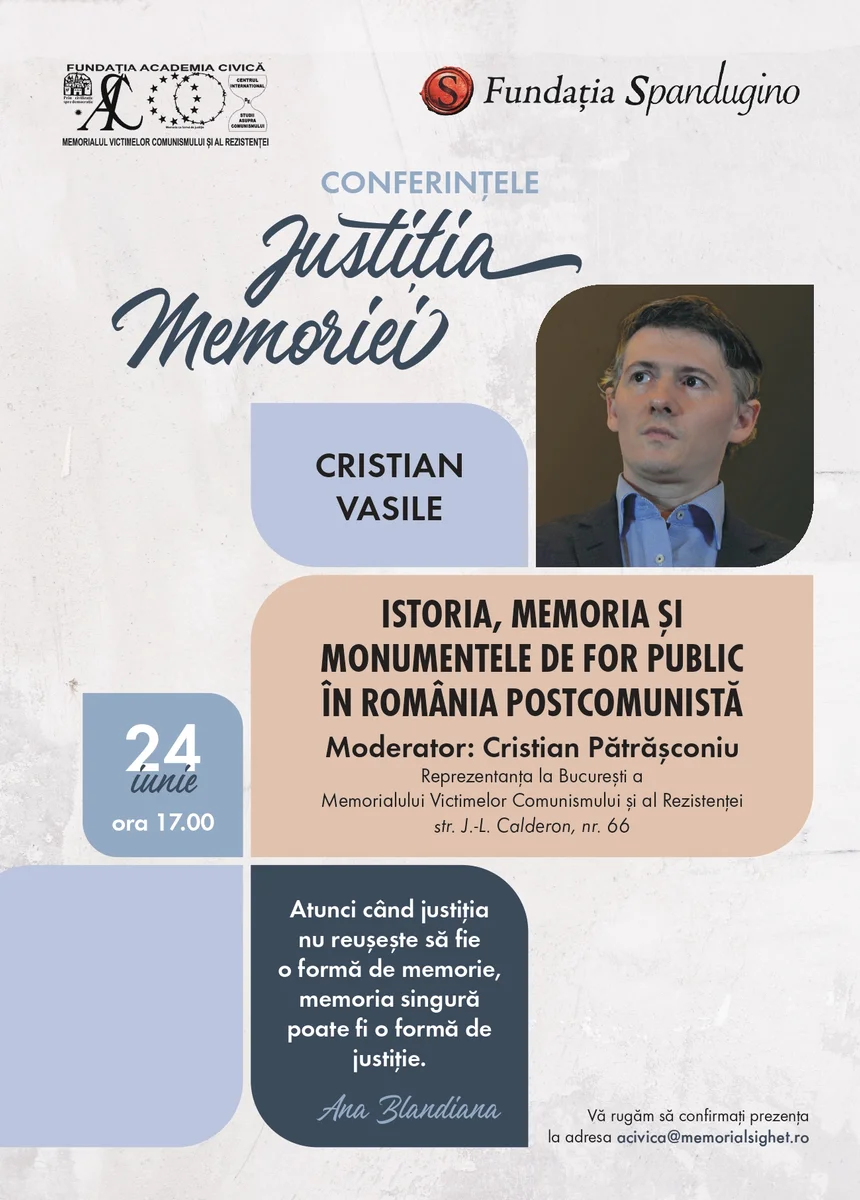 Cristian Vasile conferențiază despre monumente și memoria comunismului