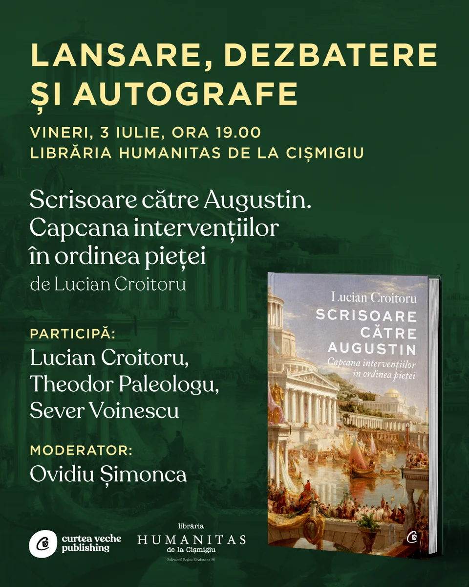 Lucian Croitoru își prezintă cartea „Scrisoare către Augustin" la Humanitas Cișmigiu