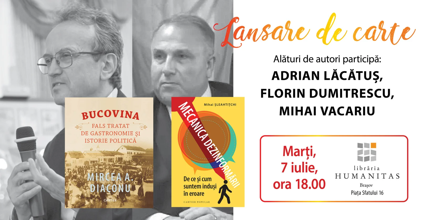 Două cărți despre identitate și manipulare, lansate la Humanitas Brașov