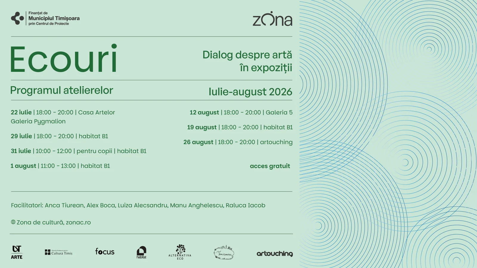 Timișoara: 20 de ateliere gratuite de mediere culturală în spații de artă