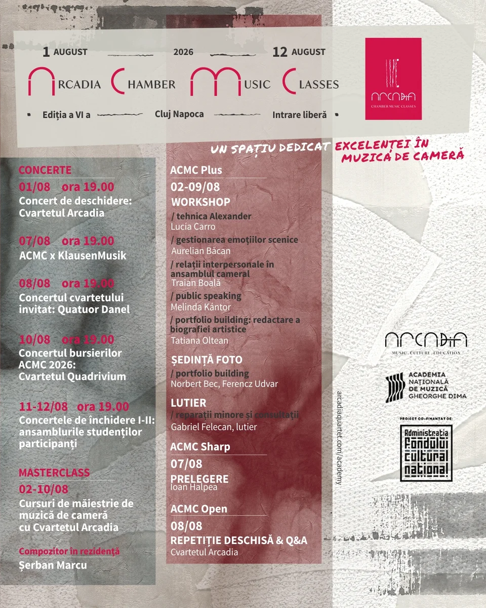 Arcadia Chamber Music Classes revine la Cluj-Napoca cu ediția a șasea