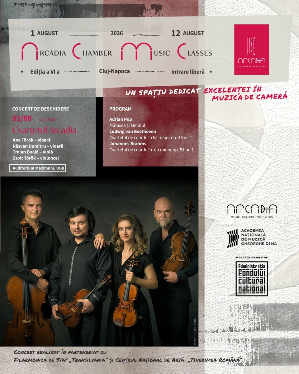 Cvartetul Arcadia deschide a șasea ediție a Arcadia Chamber Music Classes