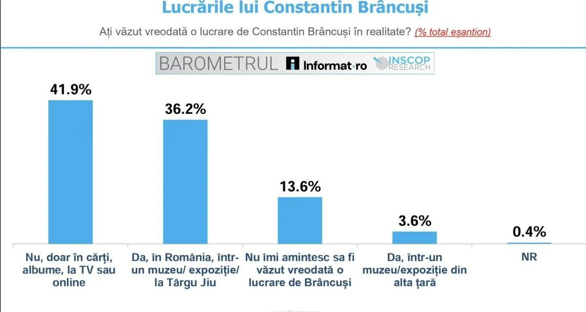 Sondaj INSCOP: cum îl percep românii pe Constantin Brâncuși