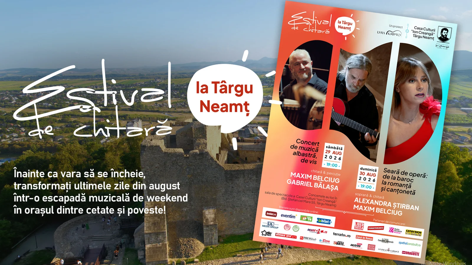 Estivalul de Chitară, două concerte la Târgu Neamț pe 29 și 30 august