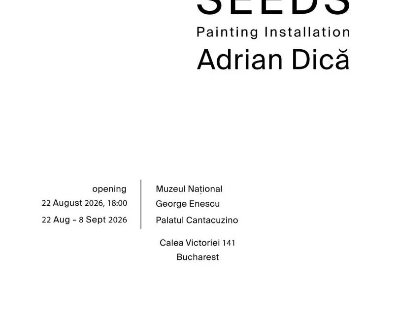 Adrian Dică expune instalația SEEDS în curtea Palatului Cantacuzino