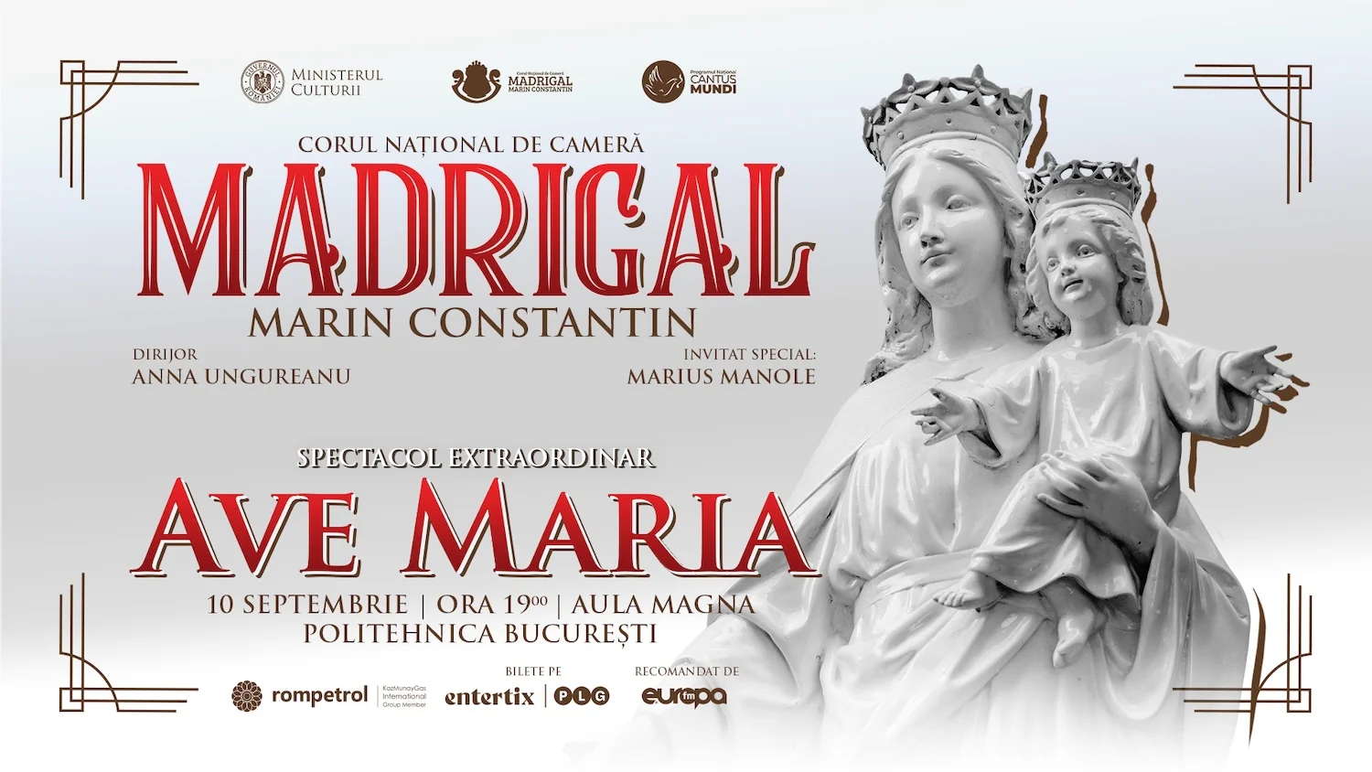 Corul Madrigal și Marius Manole revin cu „Ave Maria" la București