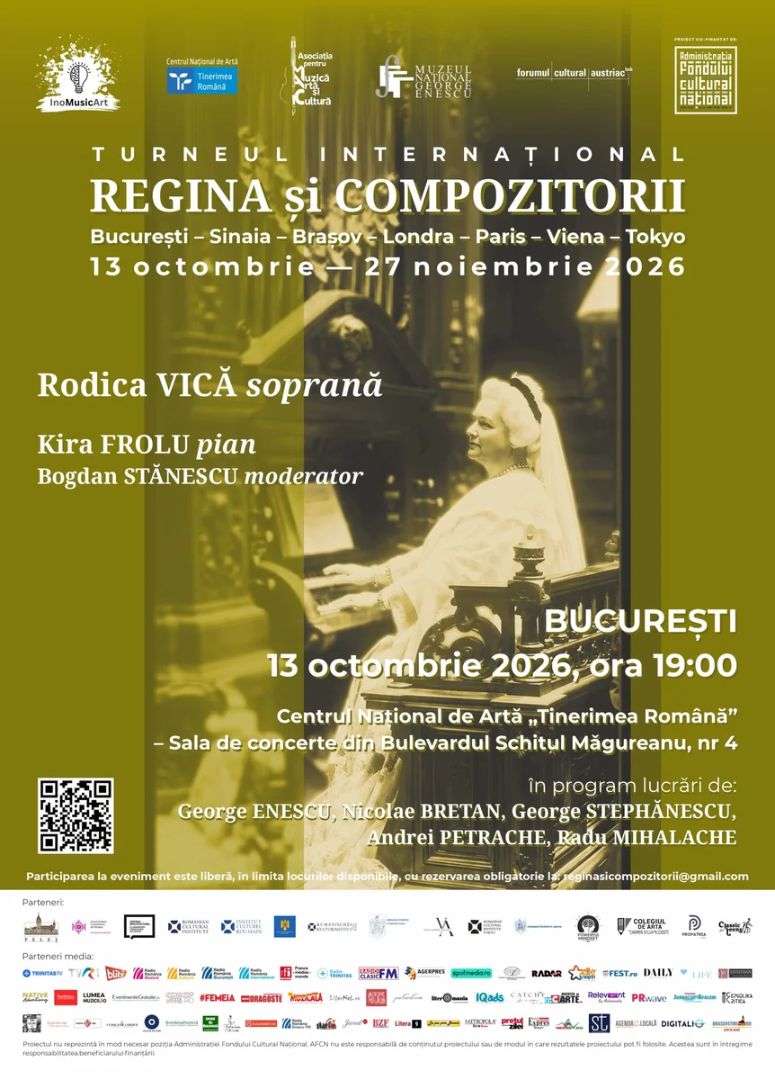 Turneul „REGINA și COMPOZITORII" debutează la București pe 13 octombrie