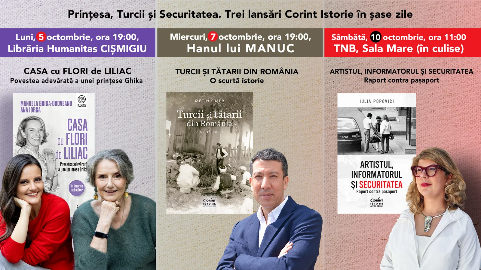 Corint Istorie lansează trei volume în șase zile, în locuri cu rezonanță istorică