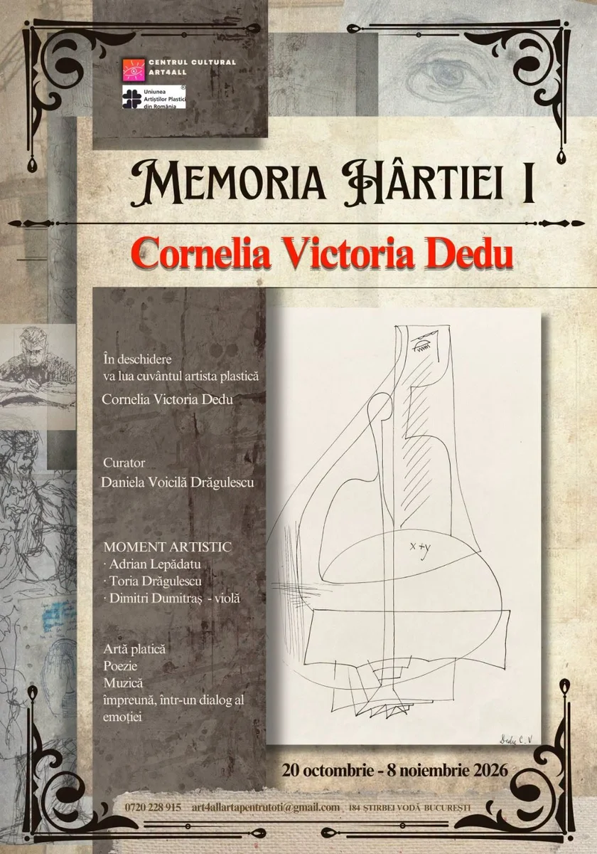 Cornelia Victoria Dedu expune „Memoria hârtiei I" la Centrul Cultural Art4All