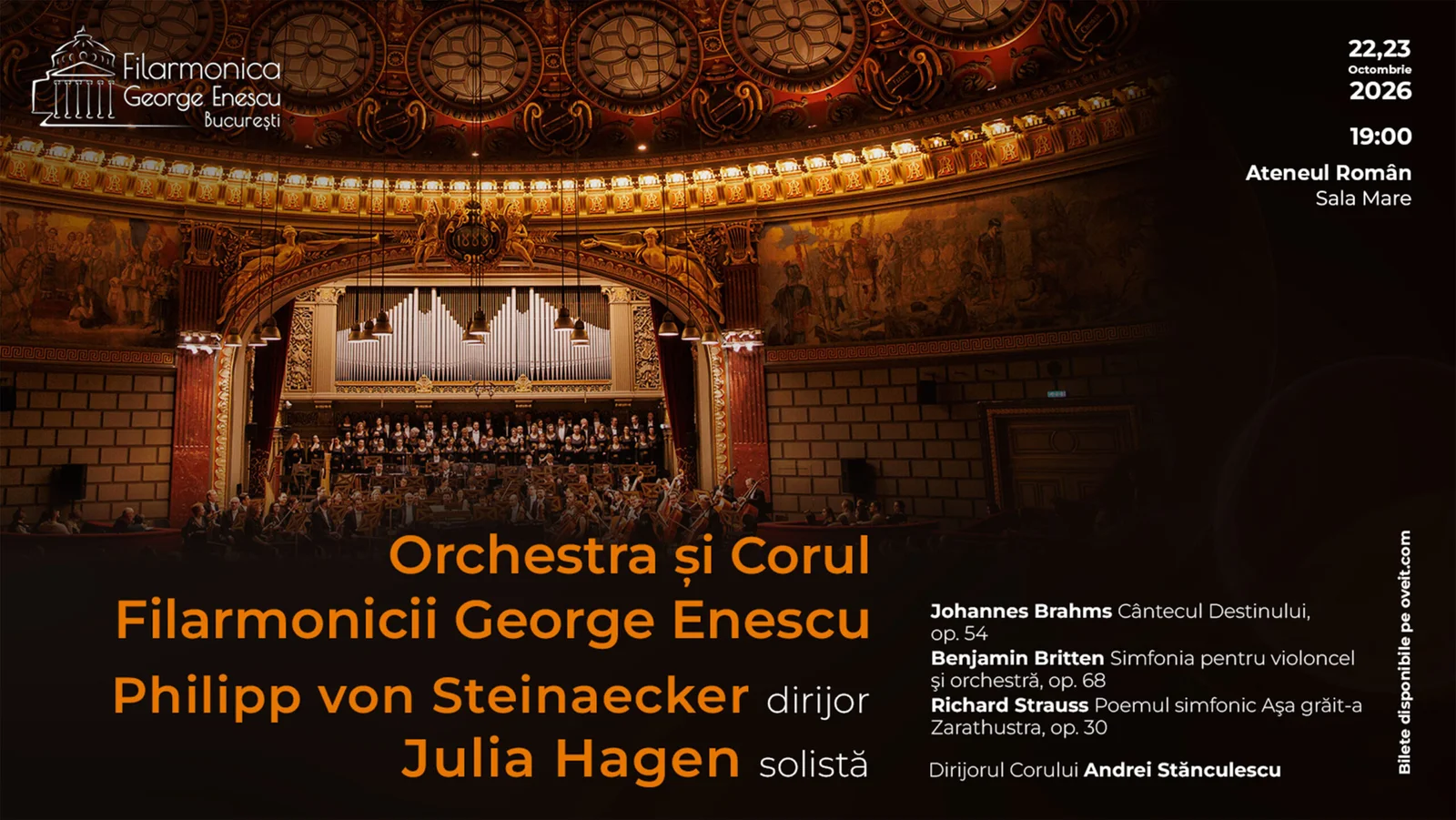 Philipp von Steinaecker dirijează două concerte vocal-simfonice la Ateneul Român